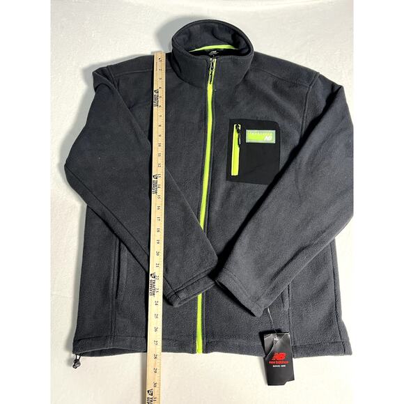 NWT New Balance Men's Fleece Full Zip Jacket Zip Dark Gray Yellow Size Large - Picture 4 of 7
